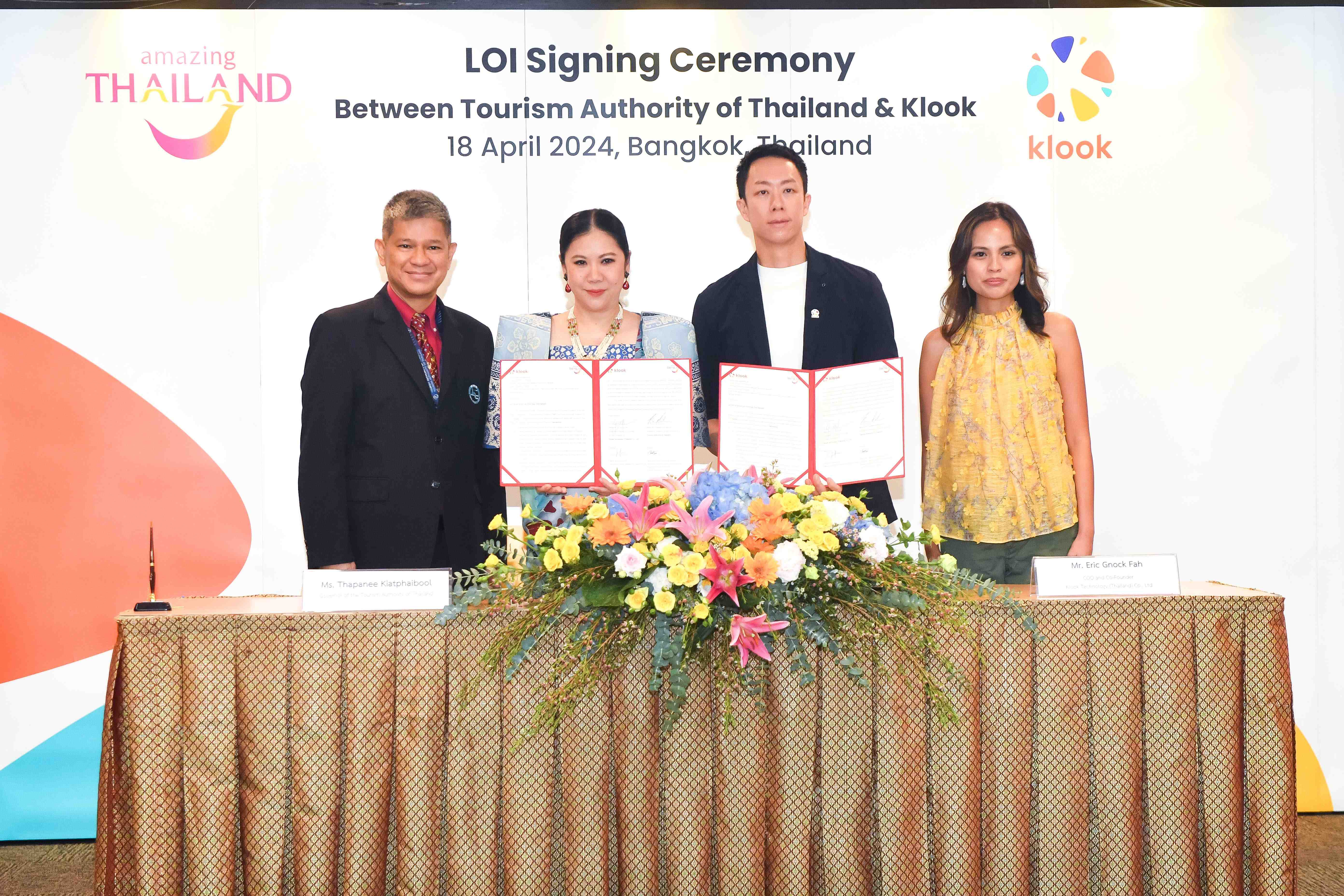 ททท. ร่วมลงนาม LOI กับ Klook แพลตฟอร์มท่องเที่ยวชั้นนำ ดึงนักท่องเที่ยวตลาดอาเซียน เอเชียใต้ และแปซิฟิกใต้ ยกระดับประสบการณ์การท่องเที่ยวด้วย Soft Power 5F มุ่งส่งเสริมการท่องเที่ยวไทยให้ยั่งยืน