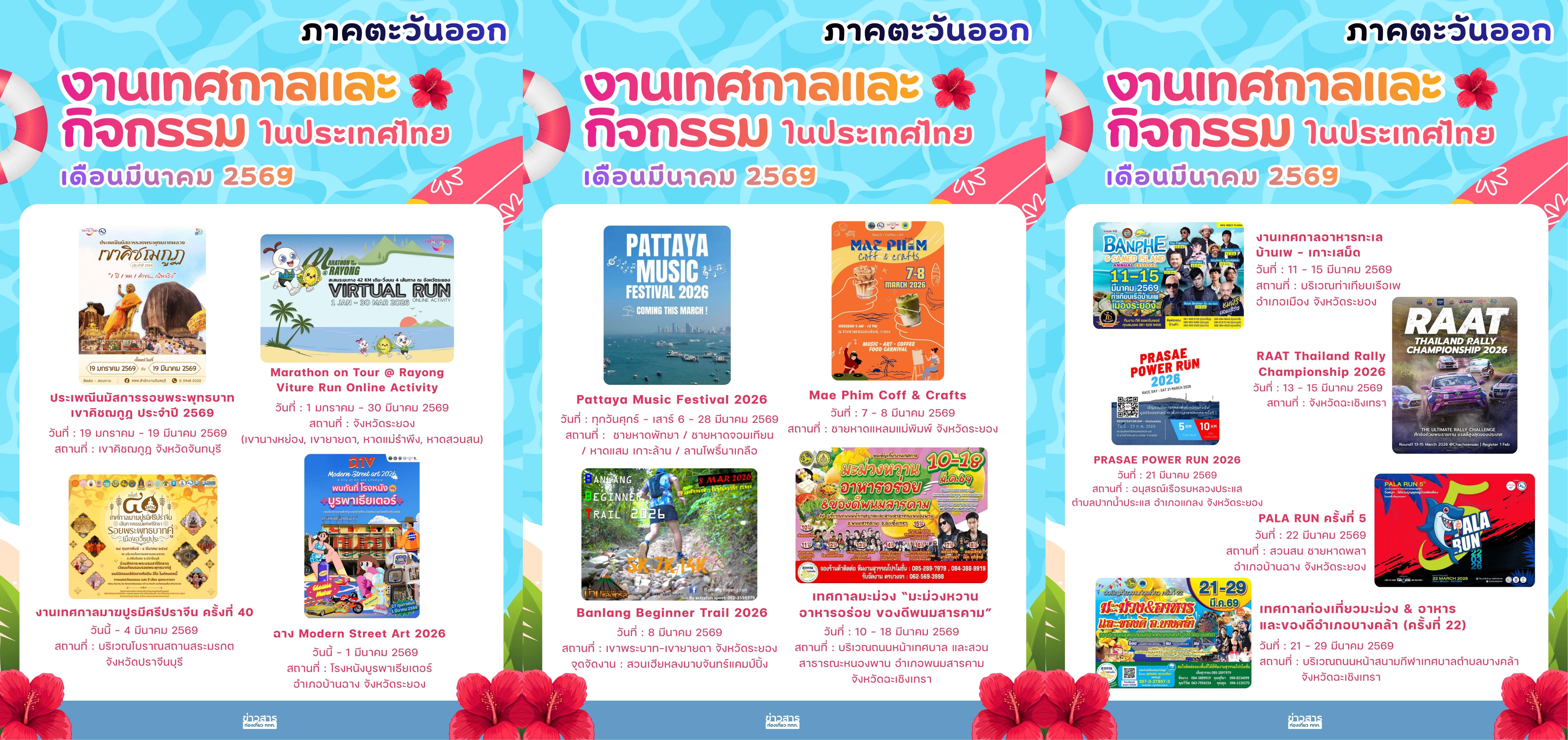 ปฏิทินกิจกรรมท่องเที่ยวไทย เดือนมีนาคม 2569