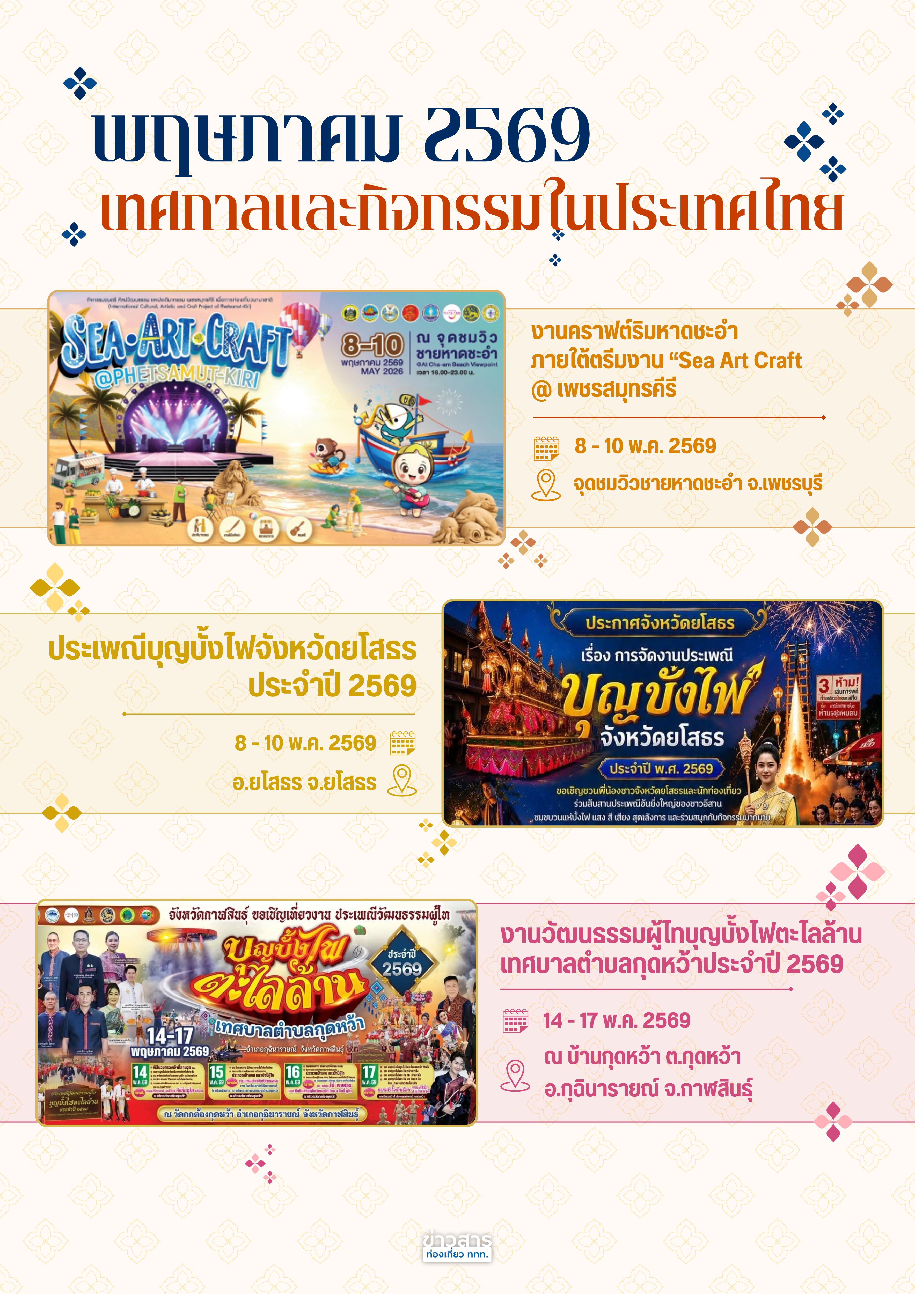 ปฏิทินกิจกรรมท่องเที่ยวไทย เดือนพฤษภาคม 2569